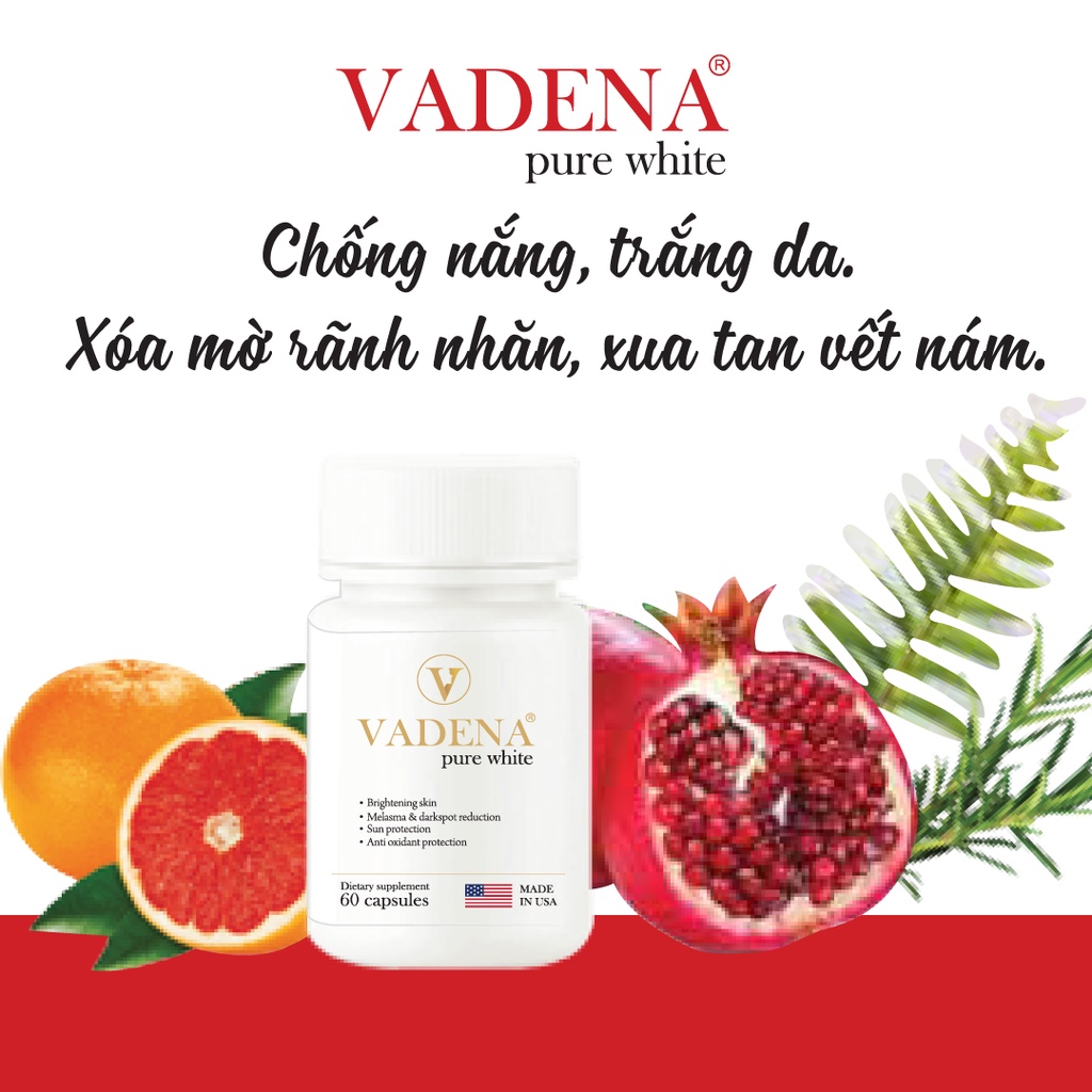 VADENA PURE WHITE - Viên uống chống nắng sáng da