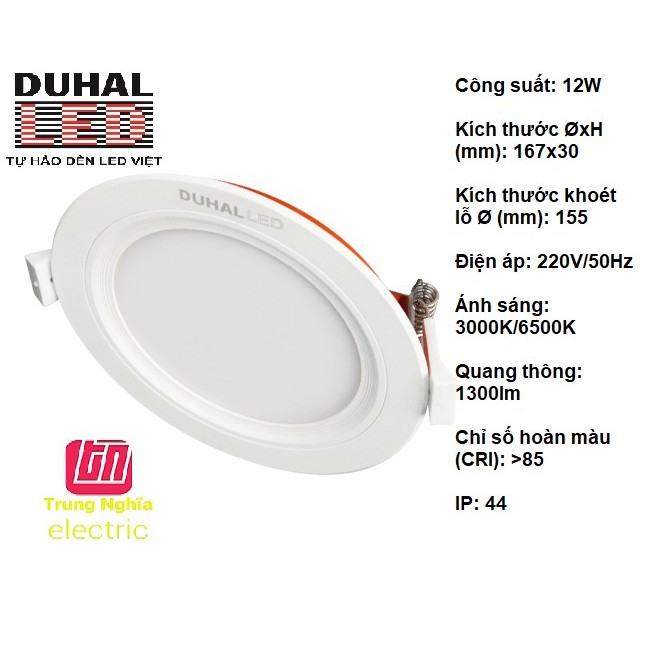 [3 MÀU] ĐÈN LED DUHAL PANEL TRÒN 12W (KEMT0121)