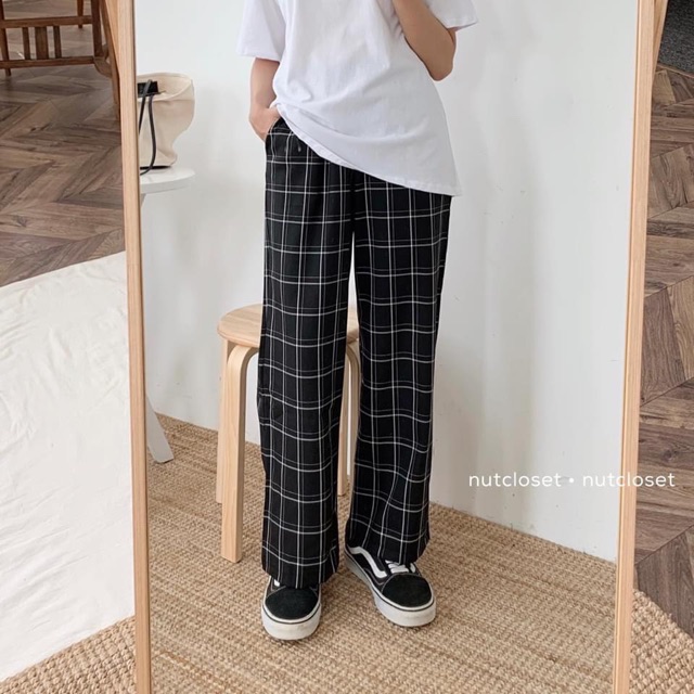 [Mã WASTMAY giảm 15% tối đa 30K đơn 150K] Quần kẻ ống xuông cạp chun 3 màu | BigBuy360 - bigbuy360.vn