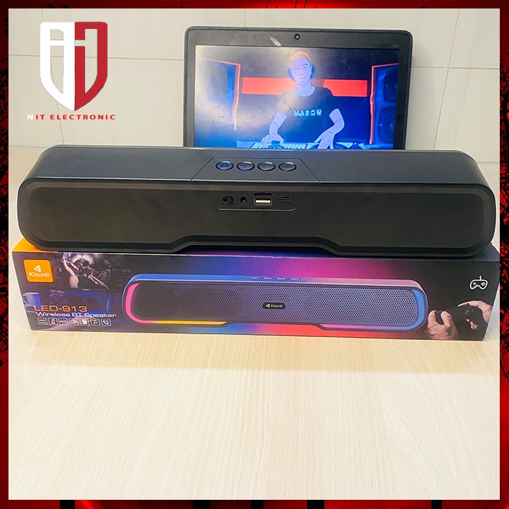 Loa bluetooth soundlbar Kisonli Led-913 máy tính nghe nhạc led RGB loa vi tính bass mạnh