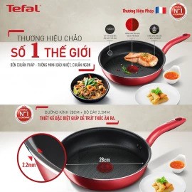 Chảo rán Tefal So Chef G1350695 đáy từ chống dính Titanium non-stick,  mặt ngoài phủ sơn chống dính-TEfal.ChaochienSo