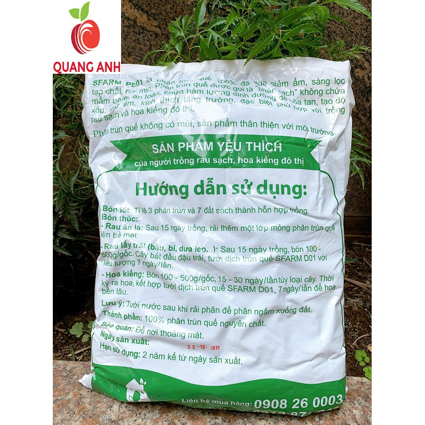 Phân trùn quế SFARM cao cấp 2KG - phân bón hữu cơ trồng cây, trồng rau, cây cảnh nội thất, cây hoa kiểng