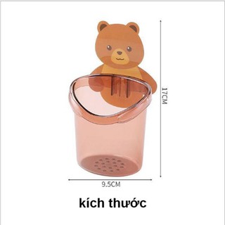 Ống Cắm Bàn Chải Đánh Răng Gắn Tường Hình Gấu Siêu Dễ Thương