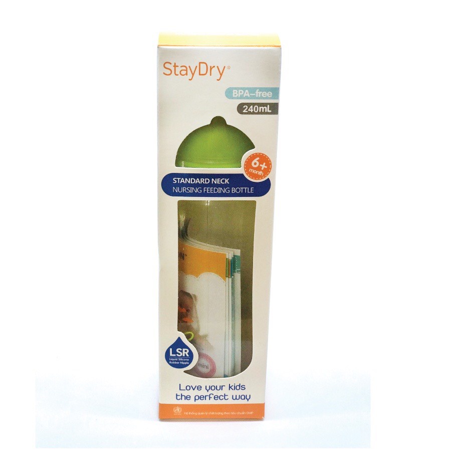 Bình sữa cổ hẹp STAYDRY 60ml - 140ml - 240ml