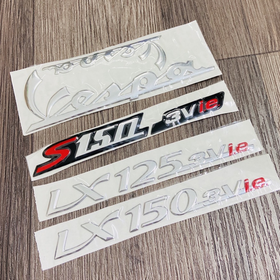 Bộ tem dán xe Vespa S150, LX 125 3vie, LX 150 3vie chất liệu nhựa nổi cao cấp