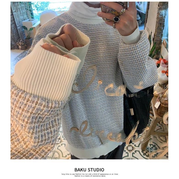 Áo sweater cổ tròn dáng rộng phong cách hàn quốc dành cho nam giới