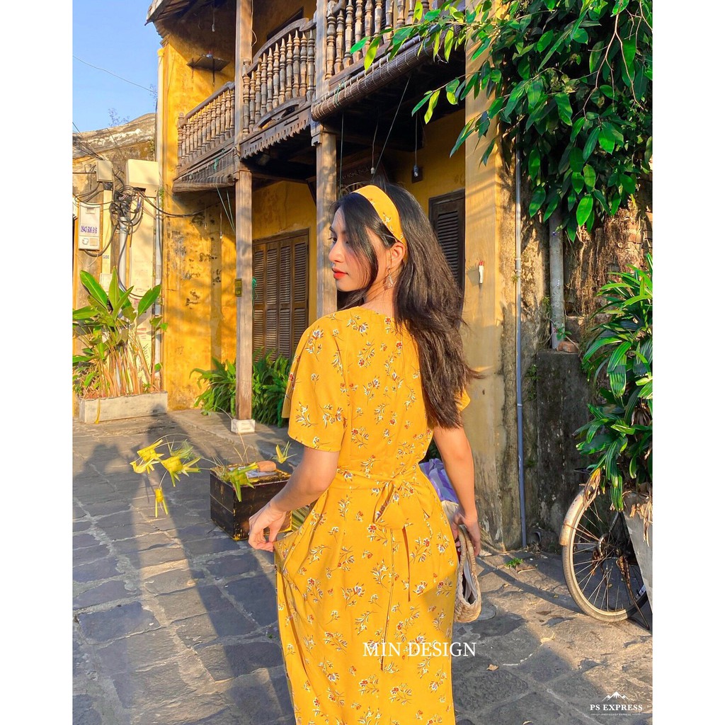 Váy maxi hoa vàng MIN DESIGN | BigBuy360 - bigbuy360.vn