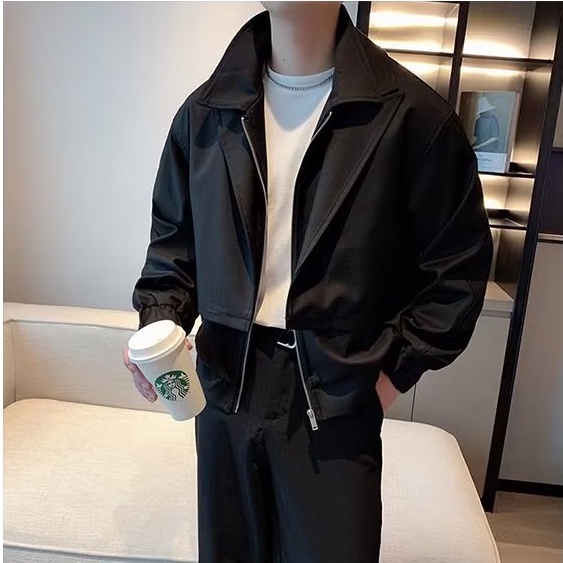 Áo khoác giả hai lớp tay dài dáng rộng màu trơn phong cách hàn quốc thời trang cao cấp cho nam jacket nam from rộng áo khoác bóng chày bigsize áo sơ mi nam dài tay simple fashion áo nam đẹp