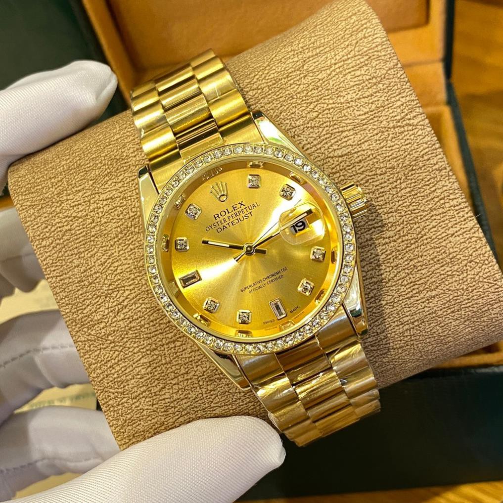 [rolex nam] Đồng hồ nam Rolex - viền đá dây kim loại chống nước - DH501