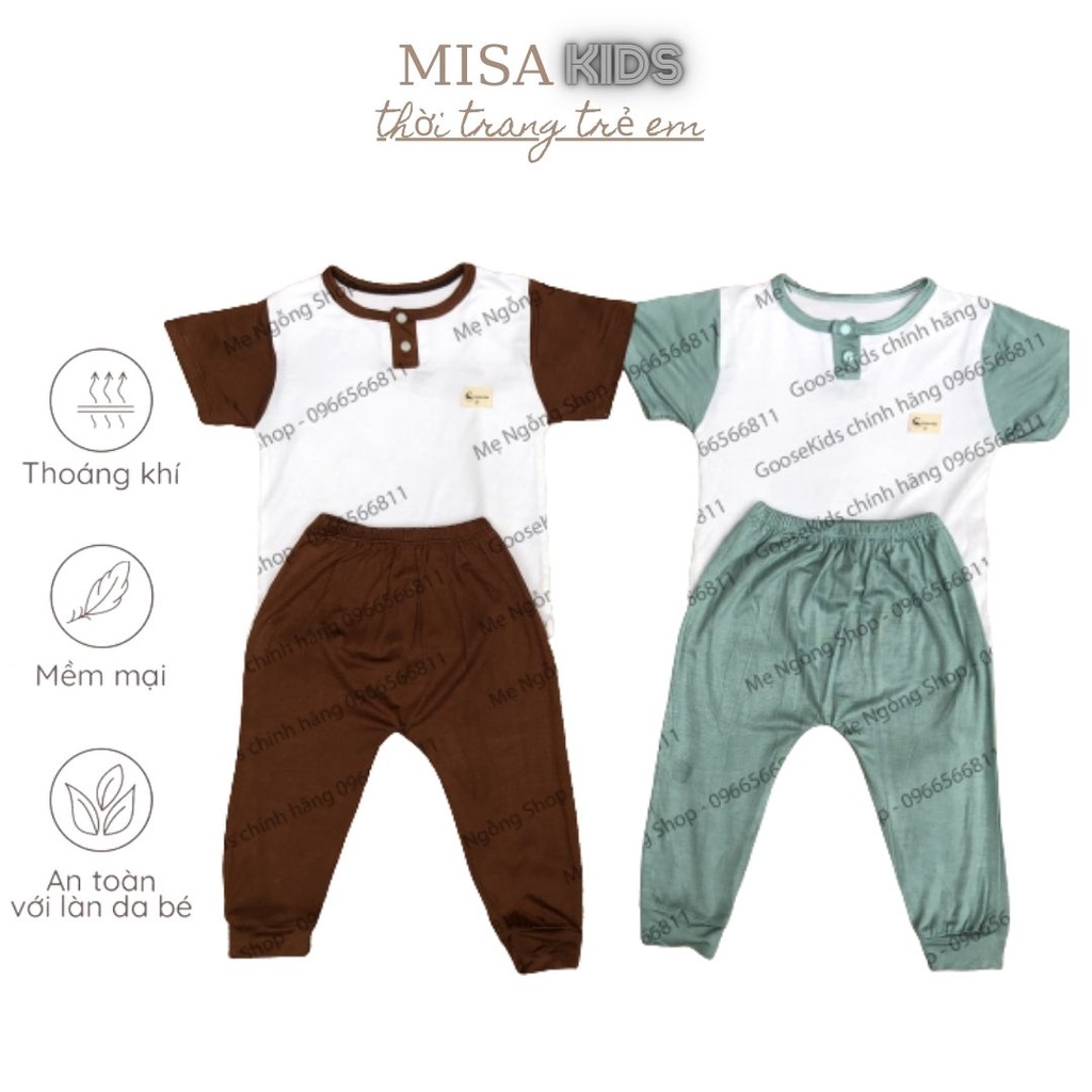 Bộ áo cộc quần dài cho bé trai bé gái chất petit⚡ HÀNG LOẠI I ⚡bộ ngủ Goosekids thun lạnh cho bé nằm điều hòa