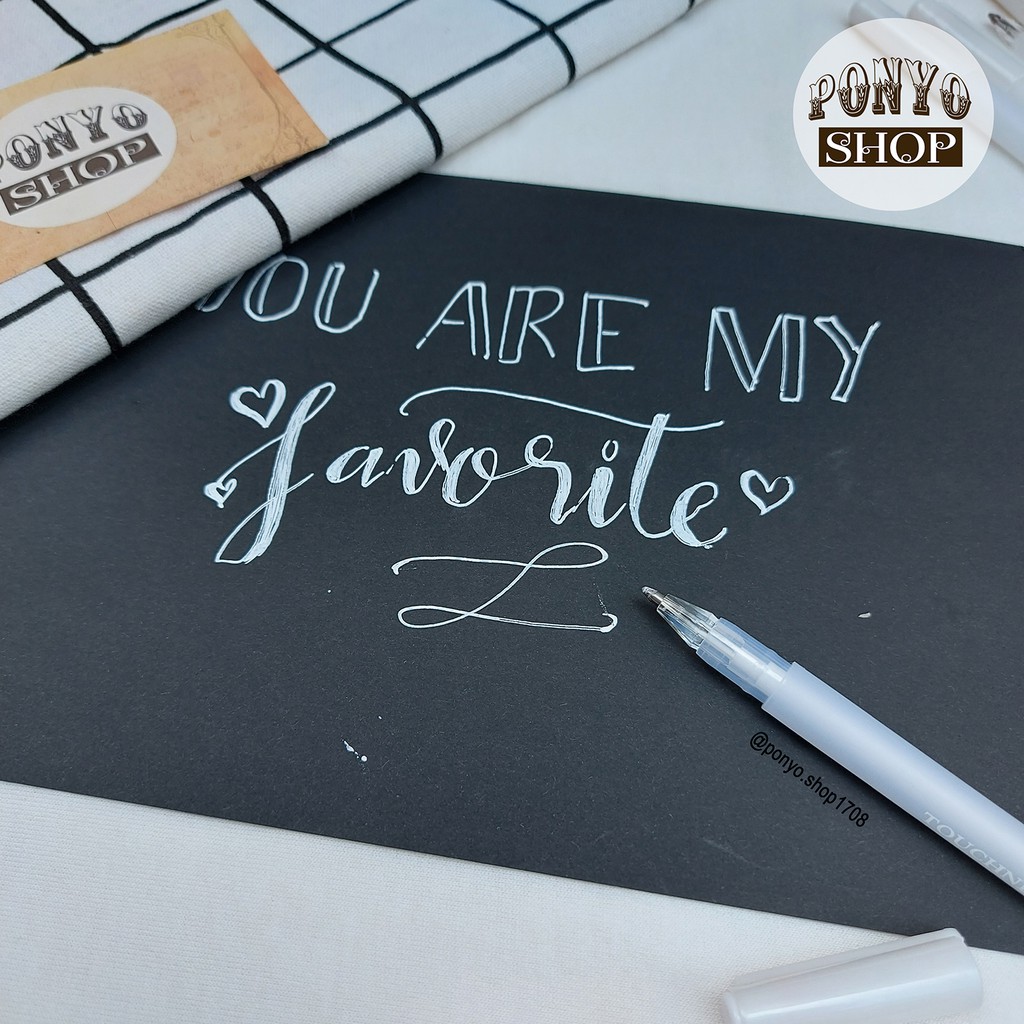🖤 Bút gel mực trắng viết giấy đen Scrapbook