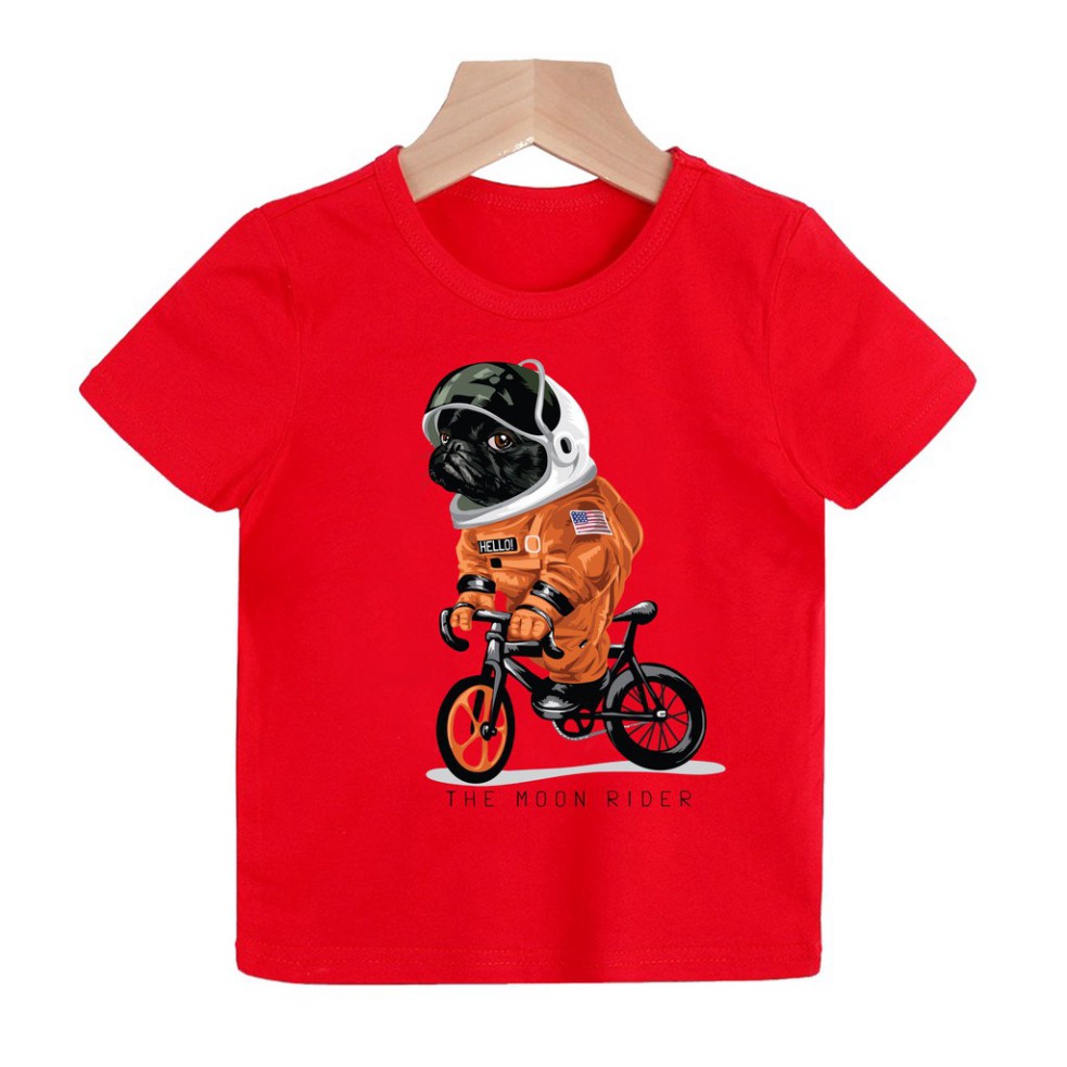 (Flash sale) Áo thun cho bé hình chó mặc áo cam chạy xe đạp ( Bé trai và gái).áo cho bé từ 6kg-30kg.AL27. .
