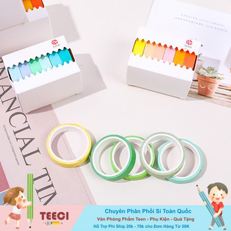 &lt;Ảnh Thật Shop Chụp&gt; Lẻ 1 Cuộn Băng Keo Dính Washi Tape DIY GIấy Note Màu Sắc Trang Trí Sổ Tay Nhật Kí Teeci604