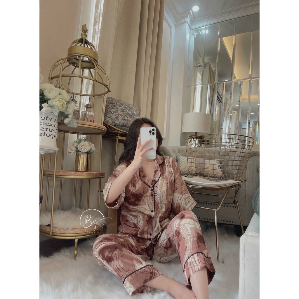 Pijama Lụa SATIN Mẫu hot 2021 Tay ngắn quần dài Form dưới 60 kí