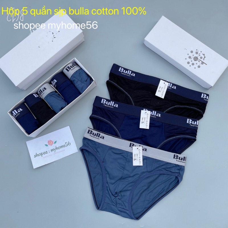 Hộp 5 quần sịp Chéo bulla vải cotton 100%