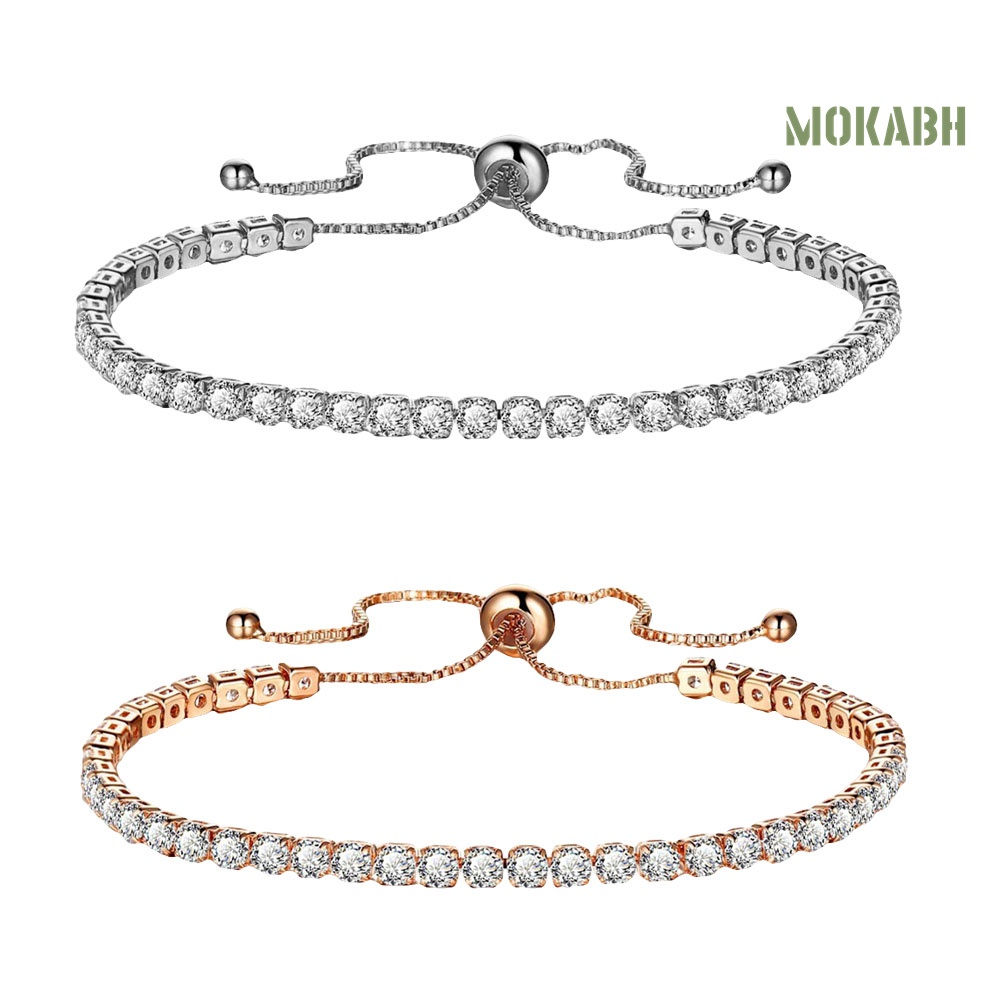 Vòng Tay Đính Đá Zircon Một Hàng Thời Trang Sang Trọng Có Thể Điều Chỉnh Cho Nữ