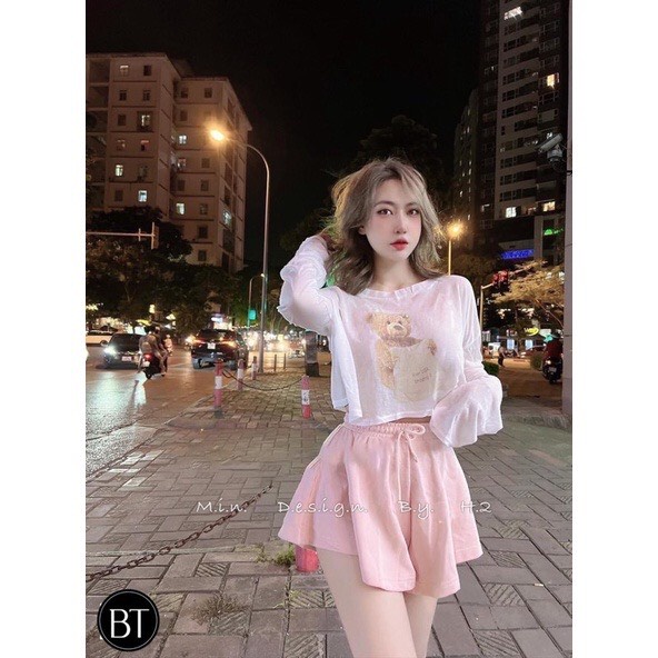 Set coton giấy in hình gấu