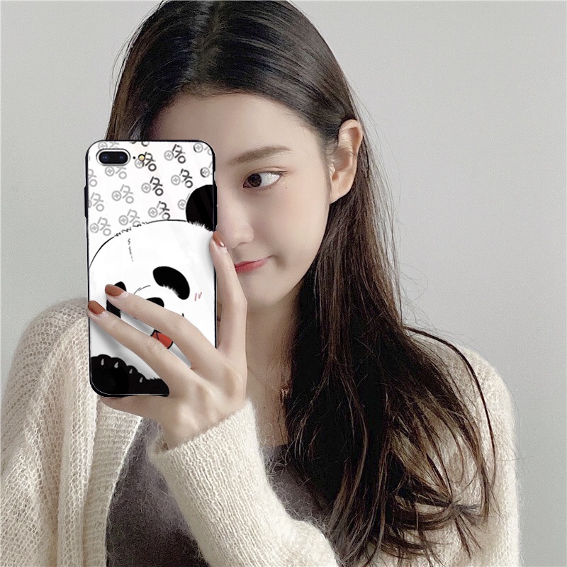 Ốp lưng iphone kính cao cấp cặp đôi gấu trúc case 14plus 14 pro max 13 12 promax 11 mini 6 6s 7 8 plus x xr xs Se