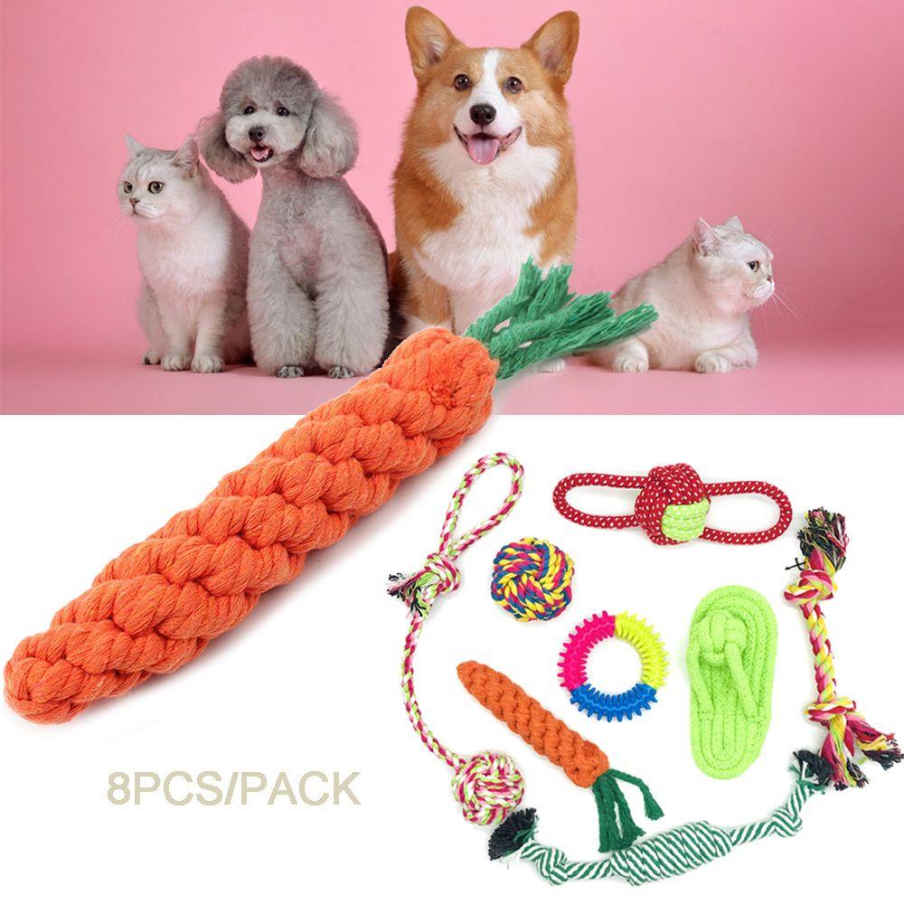 Set 1 / 8 Đồ Chơi Dây Thừng Cotton Bện Siêu Bền Cho Thú Cưng