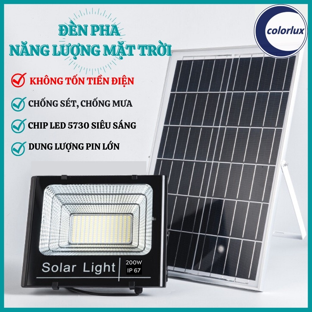 Đèn Pha đèn ngoài trời LED Năng Lượng Mặt Trời COLORLUX  chống nước IP67 Nhôm Liền Khối 300w, 200w, 100w, 60w, 30w