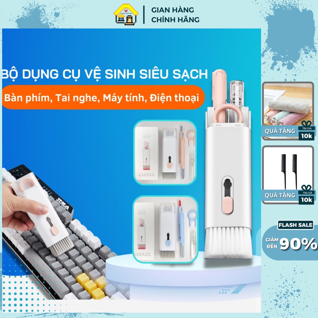 Bộ Dụng Cụ Vệ Sinh Bàn Phím Máy Tính Tai Nghe pixel official Đa Năng 7 Trong 1 Siêu Tiện Lợi Nhỏ Gọn Dễ Dàng Đem Theo