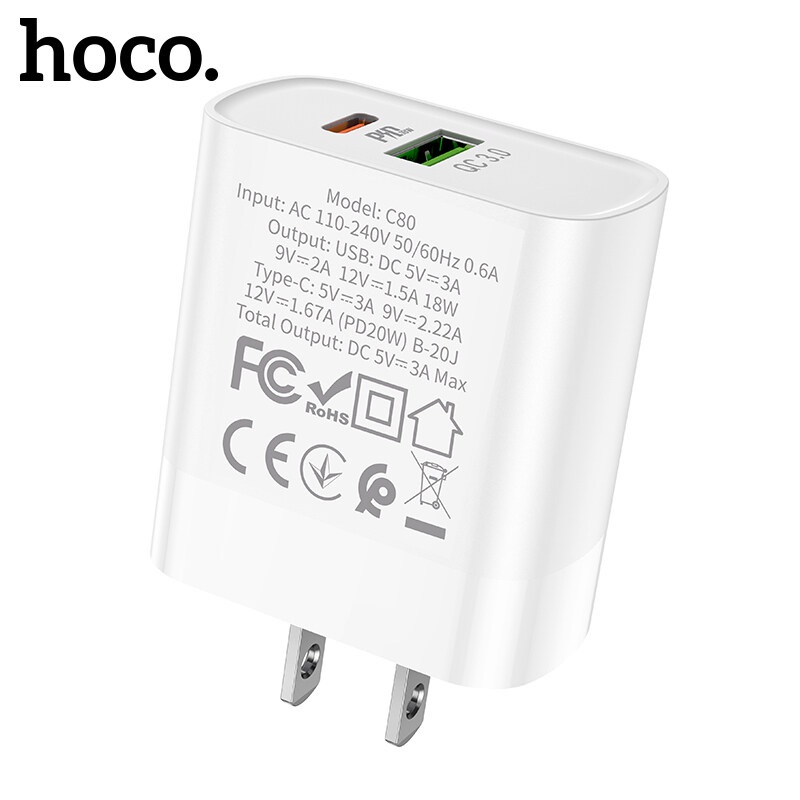 Củ sạc nhanh HOCO C80 20W thích hợp cho  13 Pro Max 12 Mini Type C PD 20W