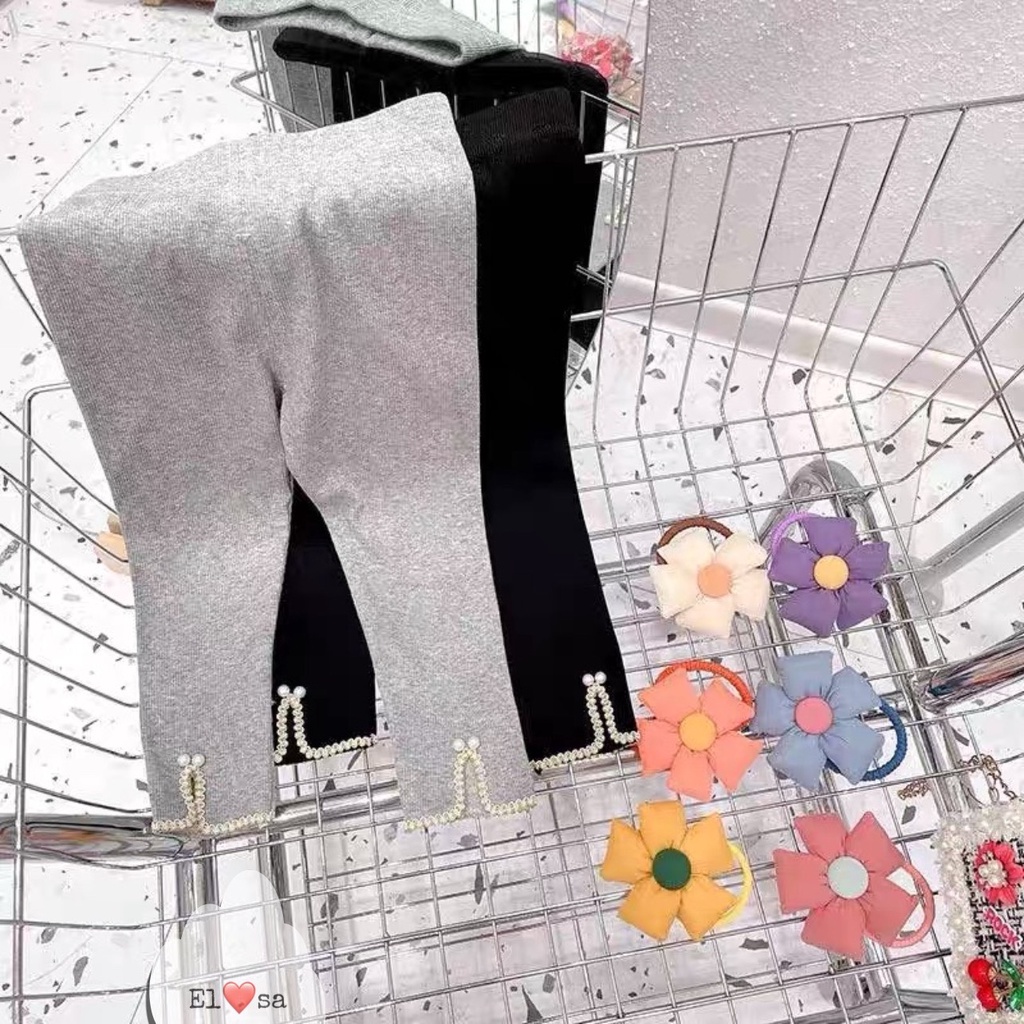 Quần legging Cotton Zip Xẻ Gấu Điệu Đà 2 Màu cho Bé Gái
