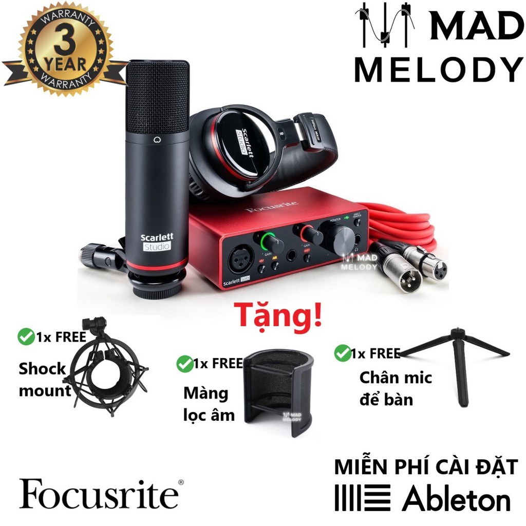 Focusrite Scarlett Solo Studio Pack (3rd Gen) [bộ thu âm chất lượng Solo Gen 3, thế hệ 3, NEW & chính hãng]