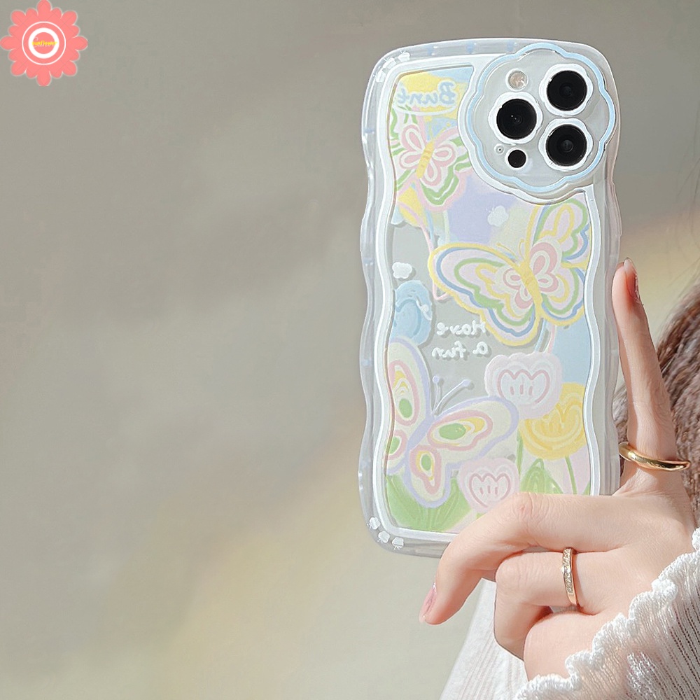Ốp Điện Thoại TPU Mềm Họa Tiết Hoa Và Bướm Bảo Vệ Ống Kính Máy Ảnh Cho iPhone 11 13 12 Pro MAX 7 8 6 6s Plus XR X XS MAX SE 2020