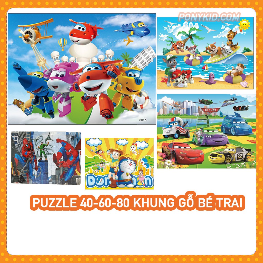 Tranh Ghép Hình Gỗ 40-60-80 Mảnh Bé Trai/Jigsaw Puzzle/Tranh Ghép Gỗ Cho Bé/Cứu Hộ, Phi Đội Bay/Tranh Ghép Cho Bé Từ 2+