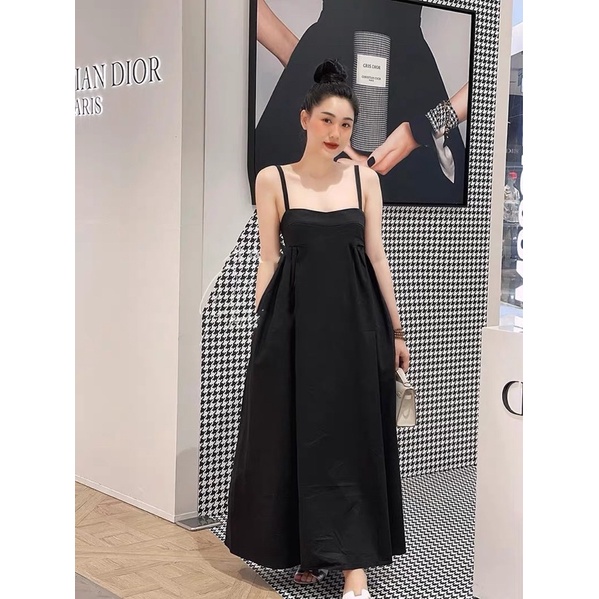 Váy đầm hai dây maxi dáng xoè
