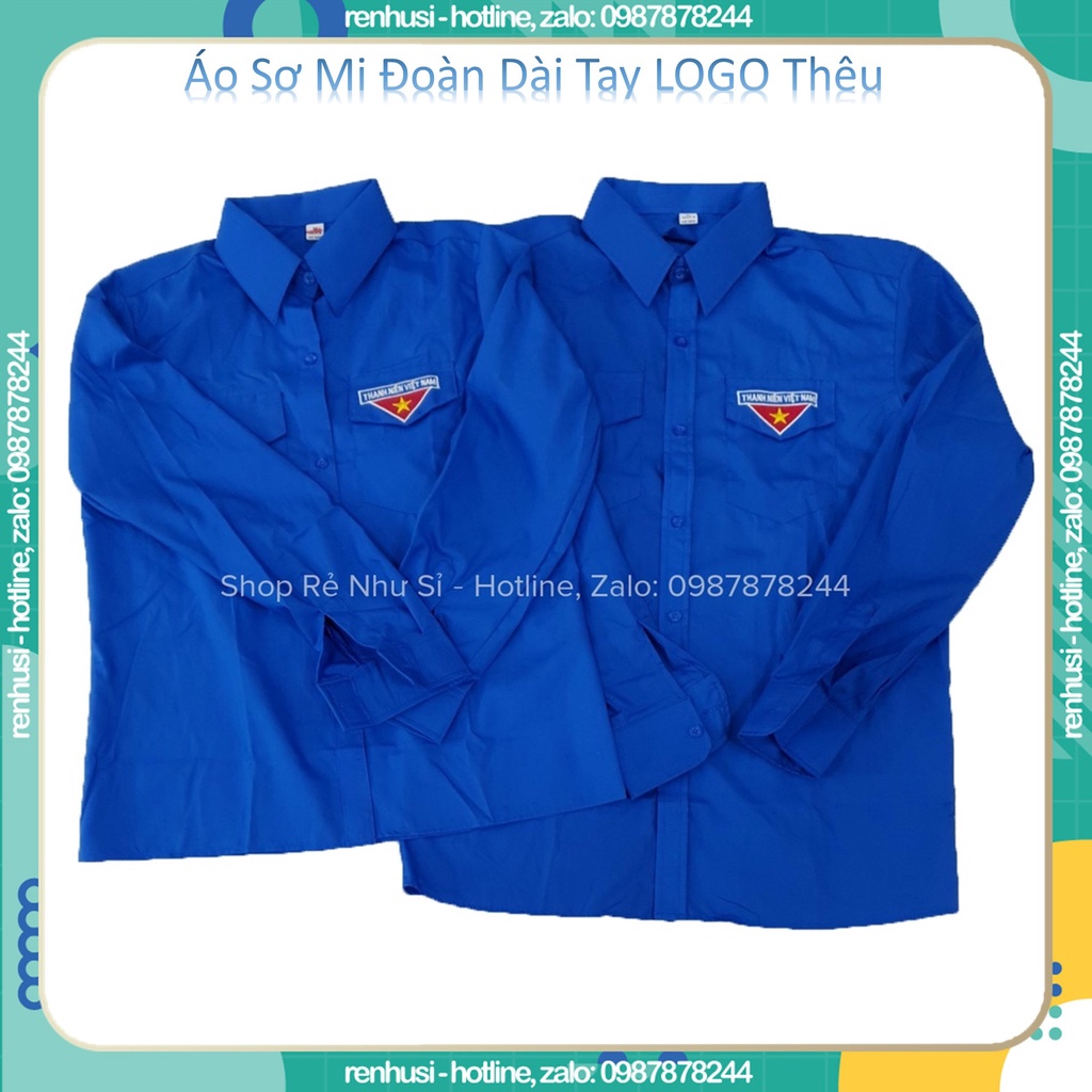 Áo đoàn thanh niên dài tay Logo Thêu, áo sơ mi đoàn Logo Thêu