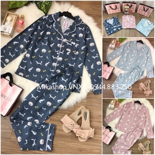 Bộ pijama thô lụa dài tay hoạ tiết so ciu ❤️❤️❤️