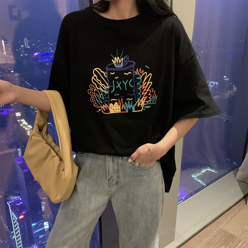 Áo Thun Nữ Tay Ngắn Cổ Tròn In Hình Cá Tính