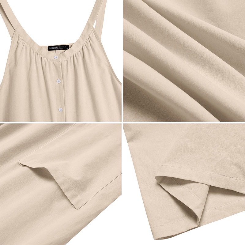 Quần yếm ZANZEA ống dài thời trang xinh xắn dành cho bạn nữ