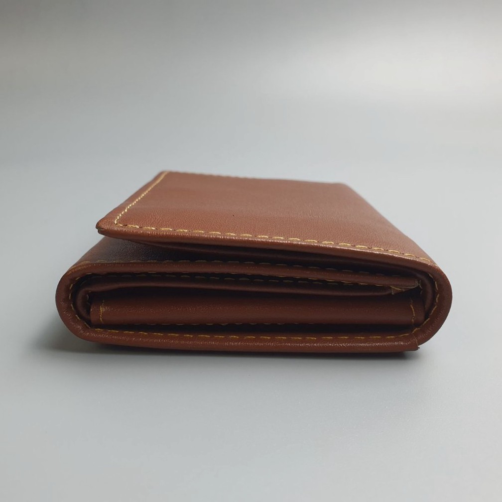 Ví da nam ngắn MENLY Trifold Wallet 18 ngăn, kiểu dáng đứng, da thật cao cấp