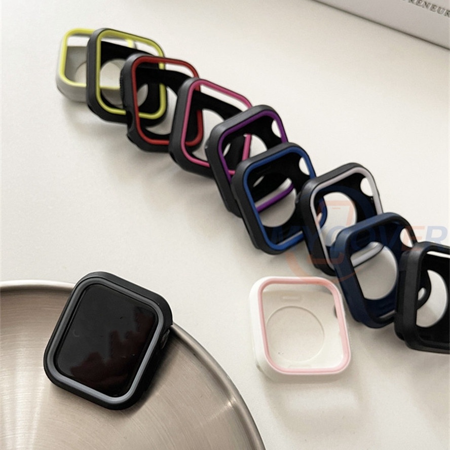 Ốp Silicone Màu Kẹo Cho Đồng Hồ Thông Minh Series 7 6 SE 5 4 3 2 1 Kích Thước 45mm 41mm 44mm 40mm 42mm 38mm