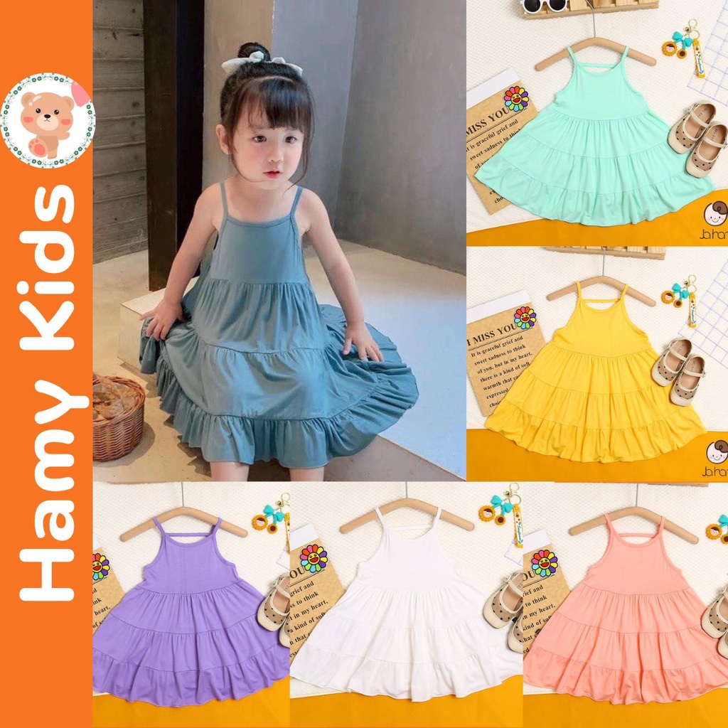 Váy Đầm Dây Minky Mom Chính Hãng Chất Vải Thun Lạnh Mịn Mát Cho Bé 0-5 Tuổi Dưới 20kg - Hamykids