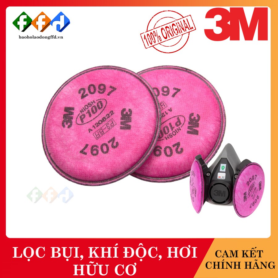 Bông Lọc Bụi Mịn Và Khí Độc 3M 2097 Dùng Cho Mặt Nạ 6200 và 7502