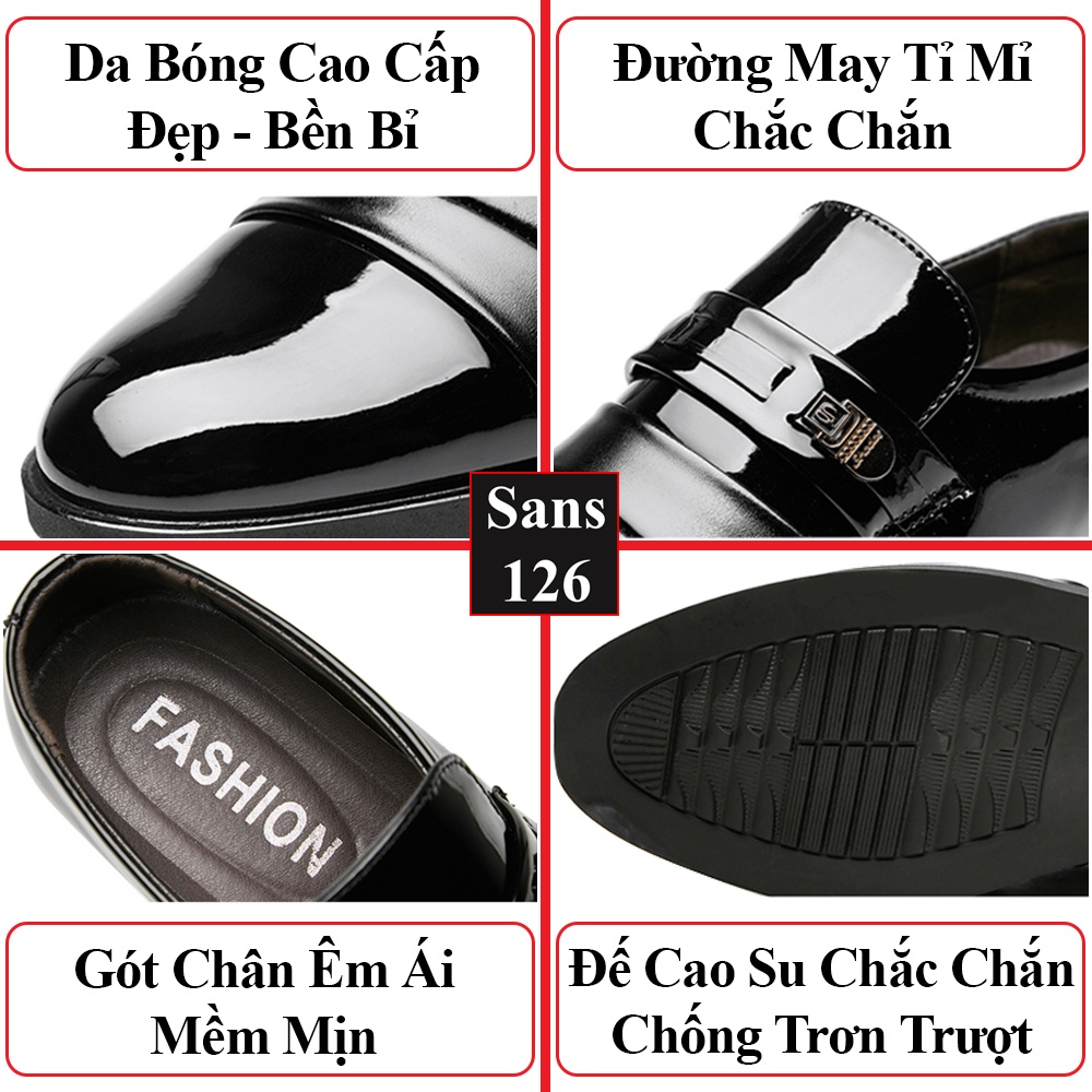 Giày tây nam cao cấp Sans126 da bóng công sở hàn quốc đẹp không dây big size đại to lớn 44 45 46 47 48 cỡ nhỏ 38 39 40