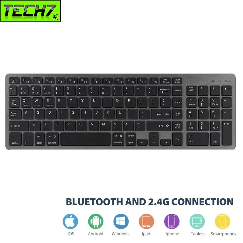 Bàn phím không dây K635 - pin sạc - đa kết nối bluetooth 5.0 + 3.0 + Usb wireless 2.4g