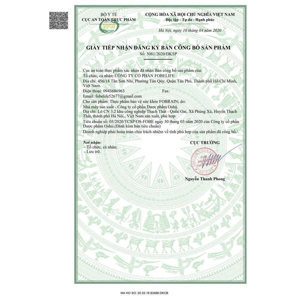Giúp Tăng Cường tuần hoàn mãu não, giảm nhanh rối loạn tiền đình- Đạt chuẩn GMP- FOBRAIN. | BigBuy360 - bigbuy360.vn