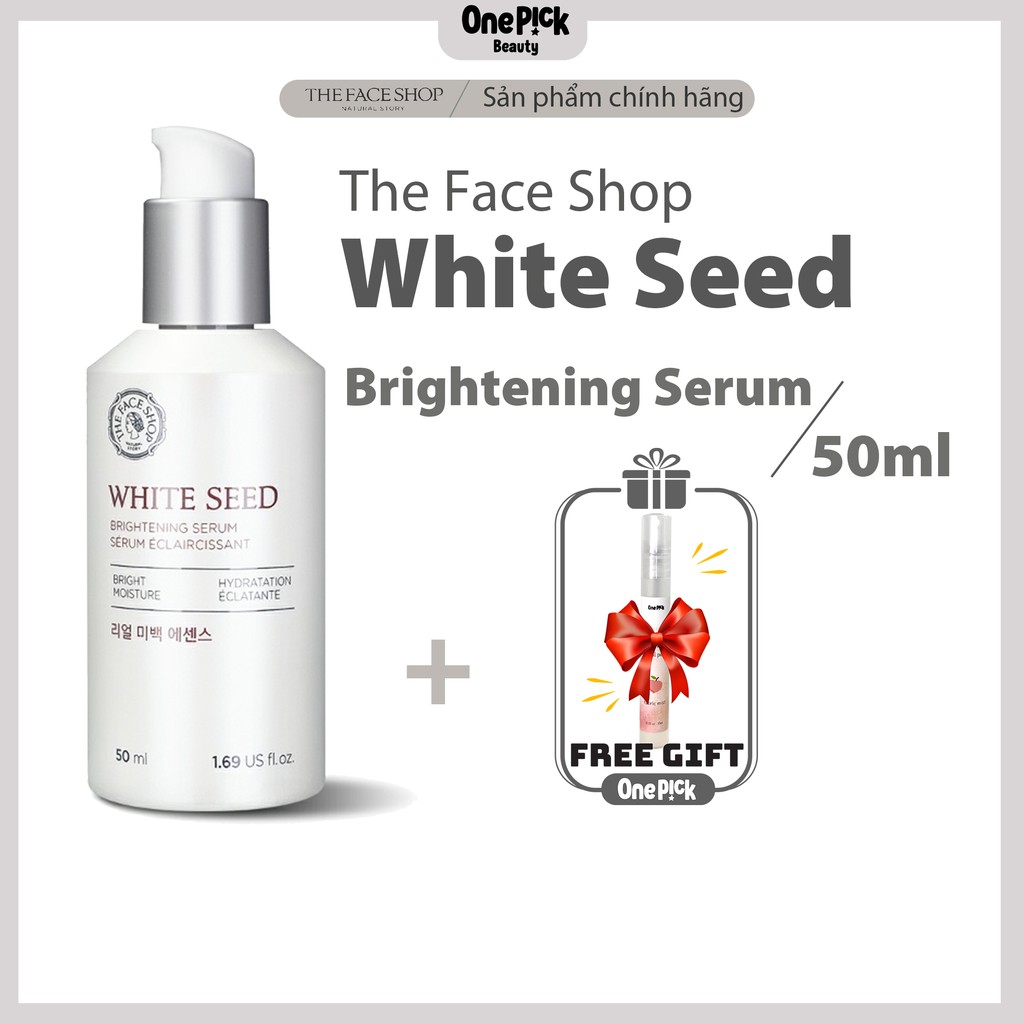 Serum dưỡng trắng da The Face Shop White Seed làm mờ thâm, thu nhỏ lỗ chân lông, cấp ẩm cho làn da săn chắc với dưỡng chất từ hạt hoa đậu Lupin, hoa cúc trắng, vỏ cây liễu trắng [THE FACE SHOP WHITE SEED BRIGHTENING SERUM 50ML]