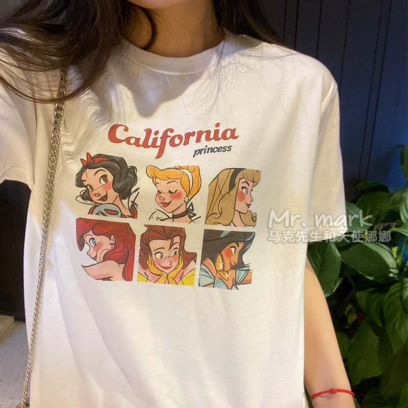 Áo Thun Nữ Ngắn Tay Cổ Tròn In Hình Thời Trang