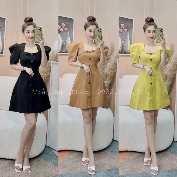 ❤️❤️ Đầm nút tay phồng❤️❤️