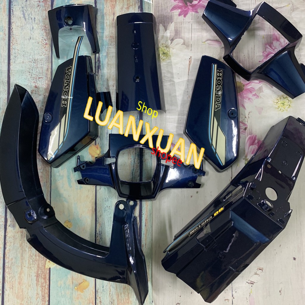 Bộ vỏ  nhựa xe máy- dàn áo xe Cub 82 -MÀU XANH TÍM-CUB đời đầu