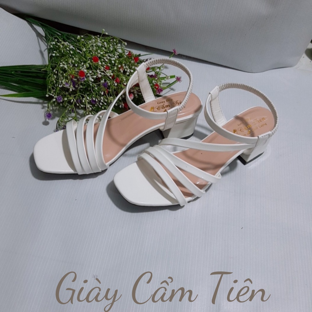 Giày Sandal Nữ Cao Gót CẨM TIÊN 2P-9P  Mũi Vuông Thời Trang Sang Trọng