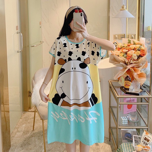 Váy Ngủ Dáng Suông Chất Cotton Mát, Mịn Họa Tiết Dễ Thương Siêu Rẻ | BigBuy360 - bigbuy360.vn