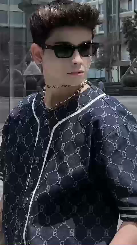 Áo sơ mi denim The Bad God phối viền Jerseys | BigBuy360 - bigbuy360.vn