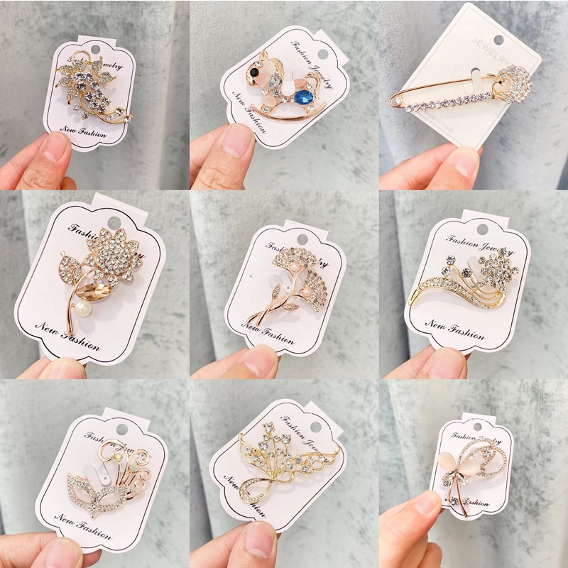 Bán nóng Đặc biệt Ngọc trai Rhinestone Opal Trâm hoa tinh tế và động vật Cỏ bốn lá Pha lê Ngọc trai trâm phụ kiện thời trang (50 kiểu để lựa chọn)